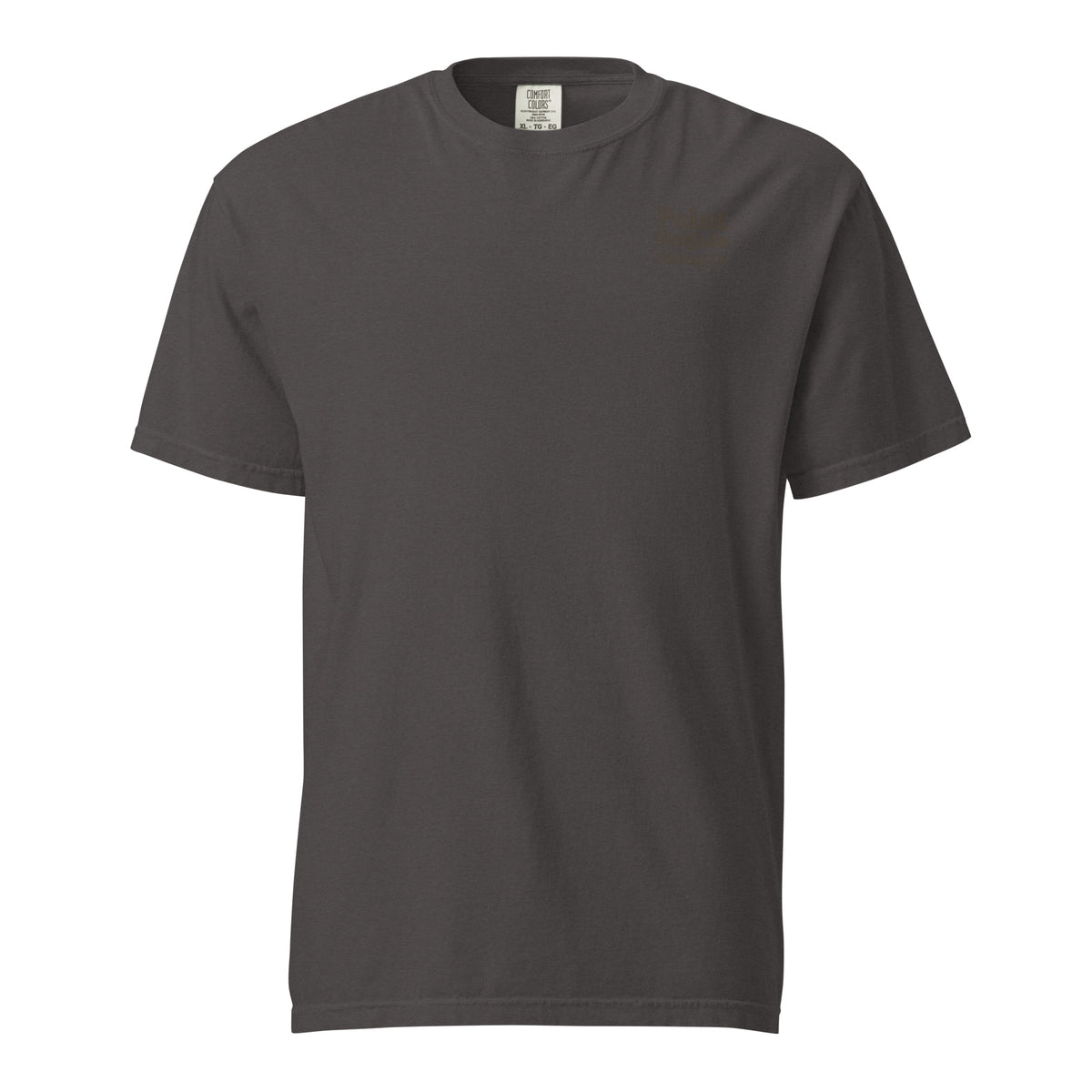 Point Delgada Three Fins T-Shirt with goldenrod vintage badge on the back and left-chest Point Delgada Fishing Co. logo on the front